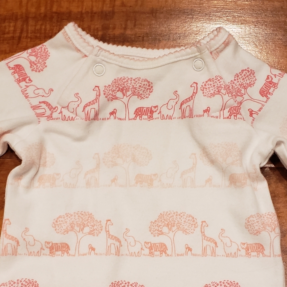 Janie and Jack EUC Newborn pink animal print one piece romper - Picture 2 of 6